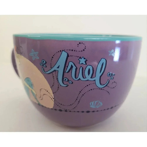 Disney Ariel Little Mermaid Coffee Cup Mug 24 oz Ceramic Teal Blue Purple - Picture 6 of 6